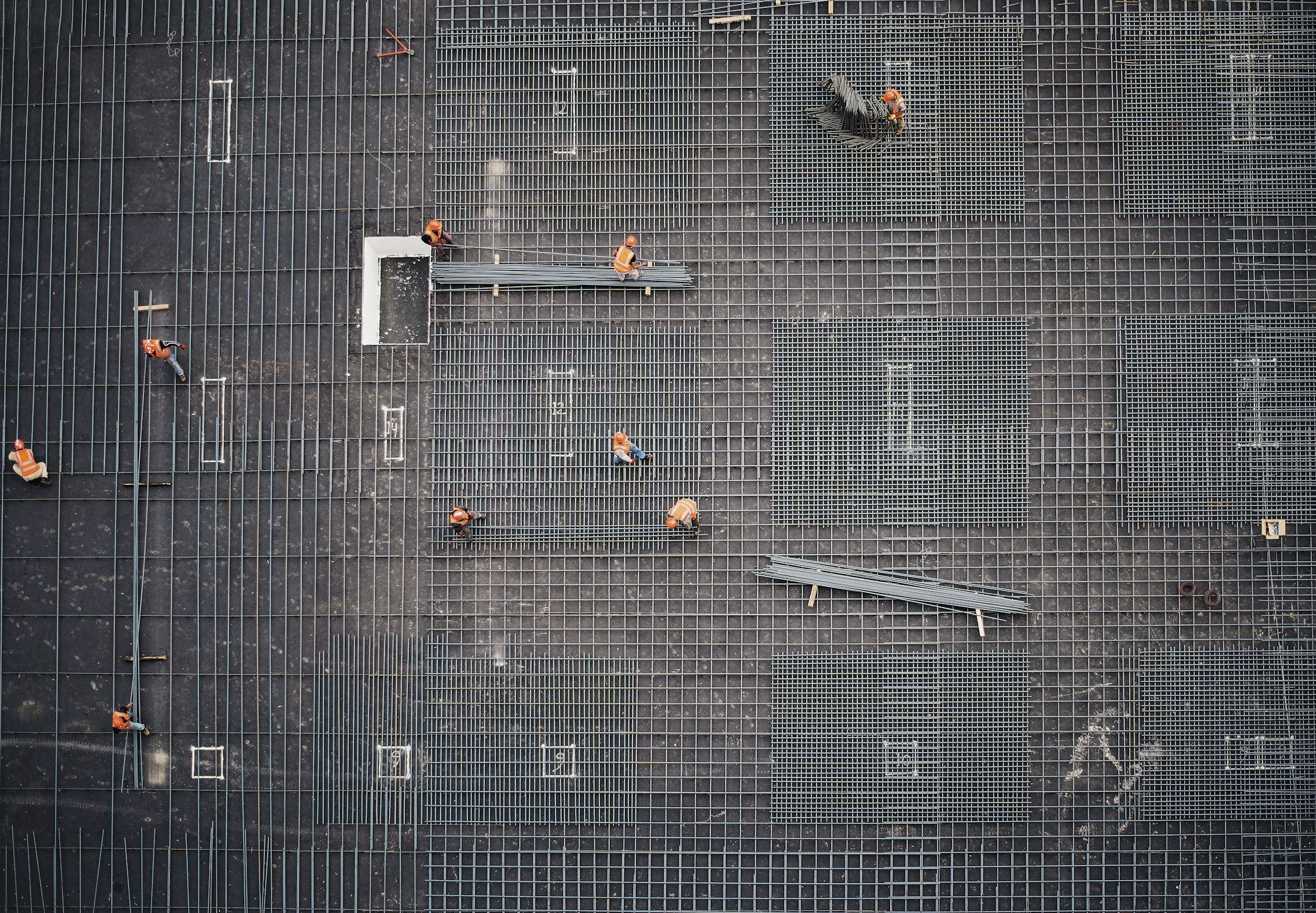 Modern construction site with crane and building